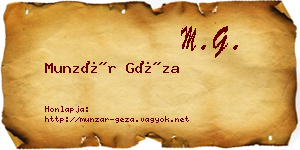 Munzár Géza névjegykártya